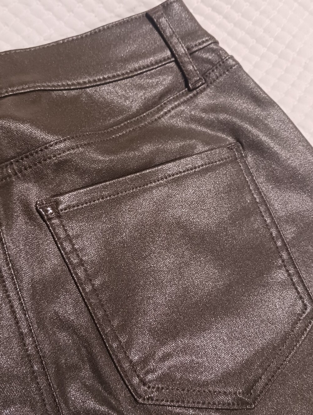 Express Skyscraper Mid Rise Metallic Coated Jeans Split Hem - Picture 7 of 10